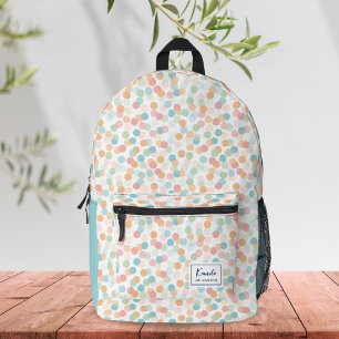 Stylish Watercolor Round Soap Bubbles Monogram Printed Backpack