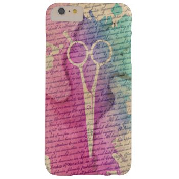 Stylish Watercolor Scissor Vintage Old Paper Barely There Iphone 6 Plus Case by caseplus at Zazzle