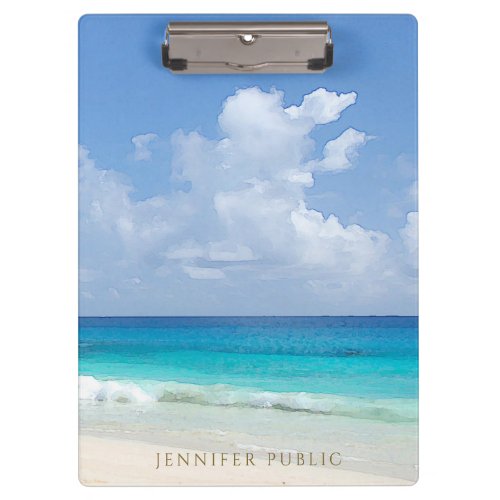Stylish Watercolor Seascape Waves Nature Template Clipboard