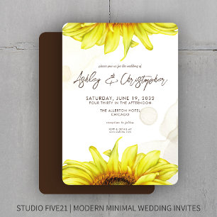 Stylish Watercolor Sunflower Wedding Invitation