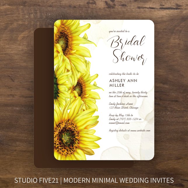 Stylish Watercolor Sunflower Wedding Shower Invitation (Creator Uploaded)