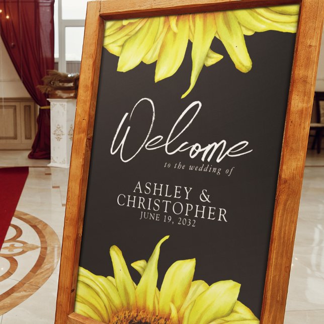 Stylish Watercolor Sunflower Wedding Welcome Sign (Creator Uploaded)