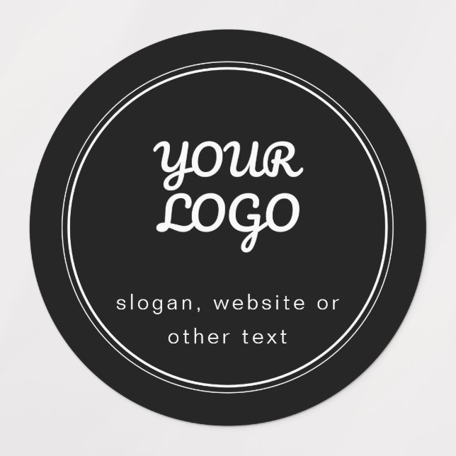 Stylish Waterproof Your Logo Black & White Labels (Design 1)