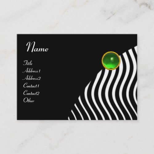 STYLISH WAVES MONOGRAM  black and white green Business Card