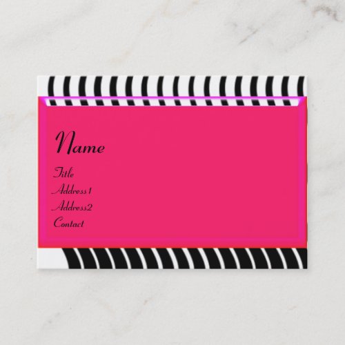 STYLISH WAVES MONOGRAM  black and white pink Business Card