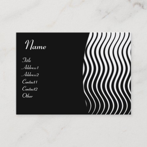 STYLISH WAVES MONOGRAM black and white pink Business Card