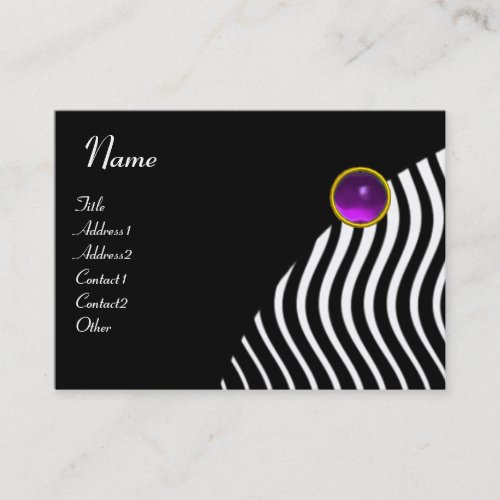 STYLISH WAVES MONOGRAM  black and white purple Business Card