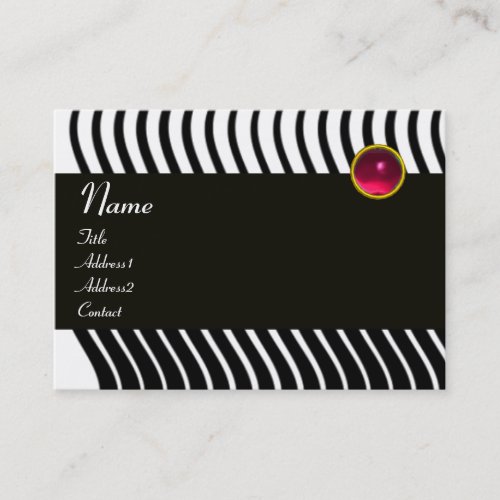 STYLISH WAVES MONOGRAM RUBY black and white pink Business Card