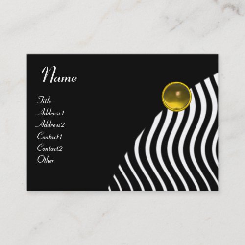 STYLISH WAVES MONOGRAM TOPAZ black and white Business Card