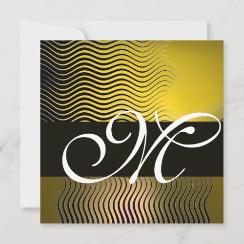 STYLISH WAVES MONOGRAM yellow topaz Invitation