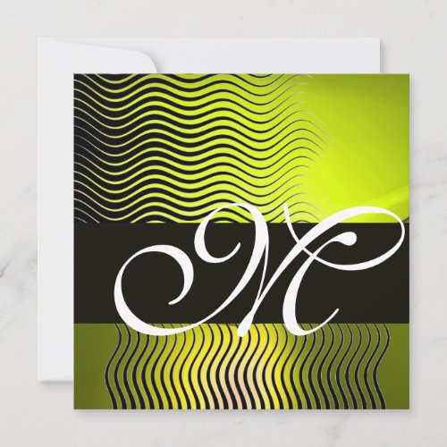 STYLISH WAVES MONOGRAM yellow topaz Invitation