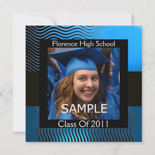 STYLISH WAVES PHOTO TEMPLATE MONOGRAM,Black Blue (Front)