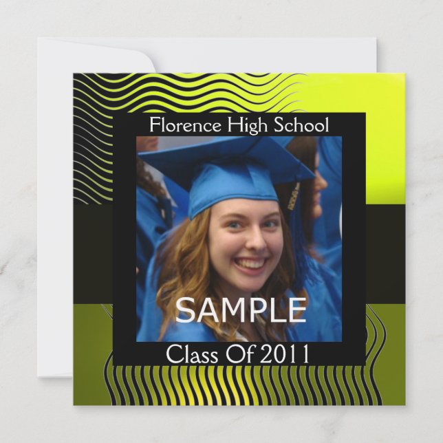 STYLISH WAVES PHOTO TEMPLATE MONOGRAM,Black Yellow (Front)