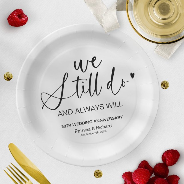 Stylish We Still Do Wedding Vow Renewal Paper Plates (Creator Uploaded)
