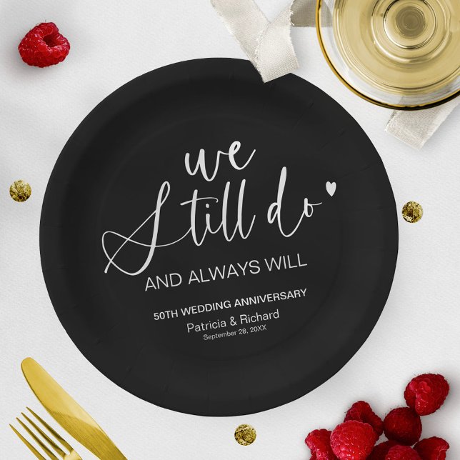 Stylish We Still Do Wedding Vow Renewal Paper Plates (Creator Uploaded)