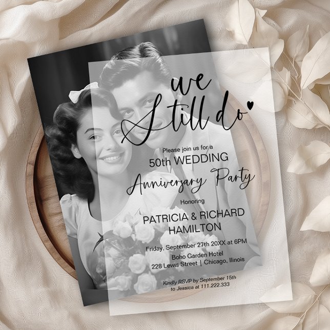 Stylish We Still Do Wedding Vow Renewal Vellum Invitations (Creator Uploaded)