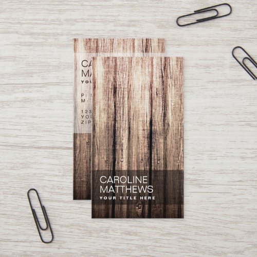 Stylish weathered wood grain professional profile business card