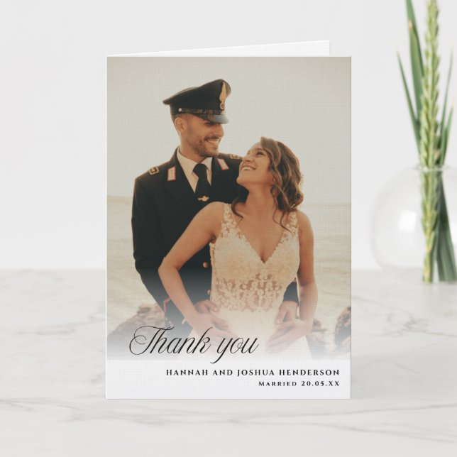 Stylish Wedding Blank inside Thank You Card (Front)