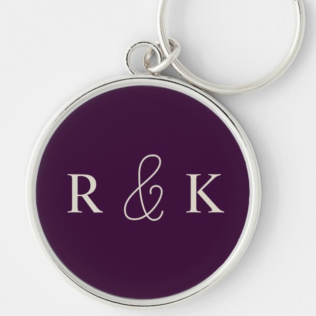 Stylish wedding couples monogrammed keychain (Front)