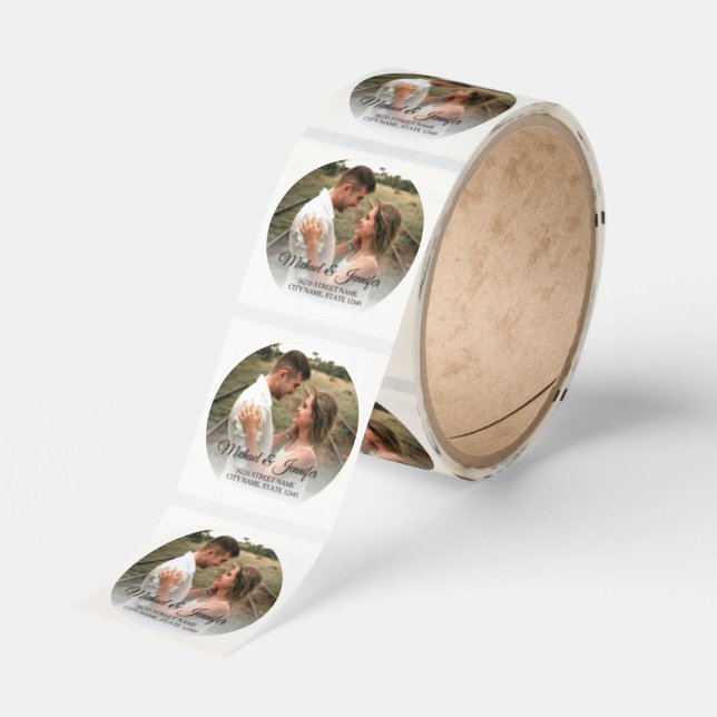 stylish wedding day photo Address Label sticker (Roll)