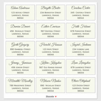 Stylish Wedding Guest Individual Names and Address Sticker