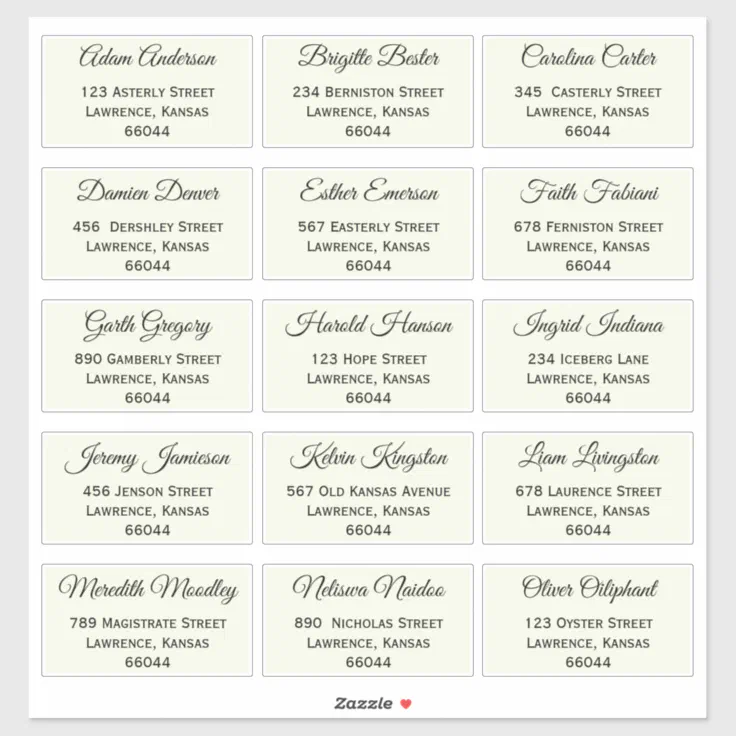 Stylish Wedding Guest Individual Names and Address Sticker | Zazzle