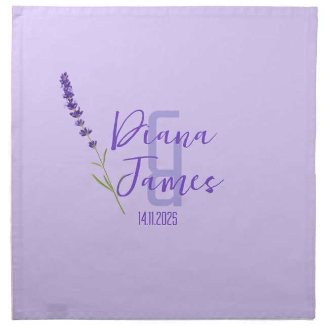 stylish wedding in lavender  cloth napkin (Front)