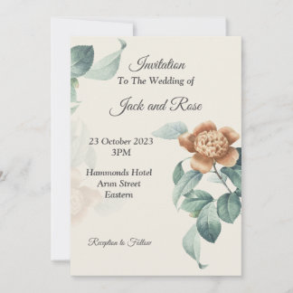 stylish Wedding Invitation, beige,green,pink Invitation