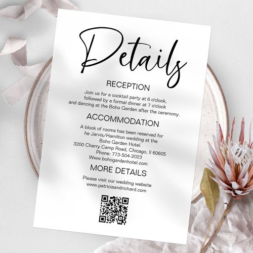 Stylish Wedding Invitation Details Enclosure
