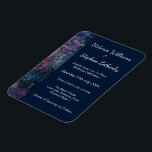 Stylish Wedding Invitation Flexible Magnet<br><div class="desc">Flexible Wedding Invitation Magnet.
Beautiful,  Stylish Lavender and Dark Blue Wedding Invitations.
A Dark Indigo Blue Background with Lavender and Lace Style accents to creat a Stunning Invitation.
Personalise this Wedding Invitation to make it your own.</div>