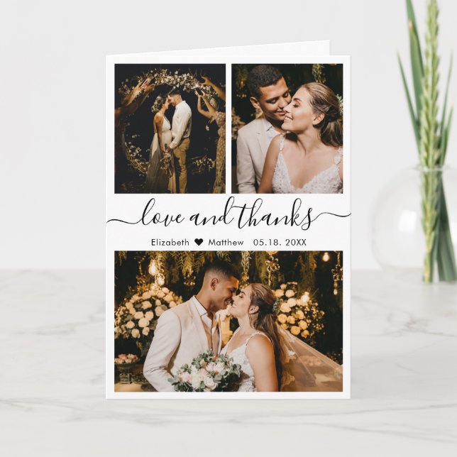 Stylish Wedding Photo Collage Thank You Script  (Front)