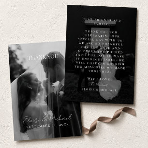 Stylish Wedding Photo Double-sided Thank You Card