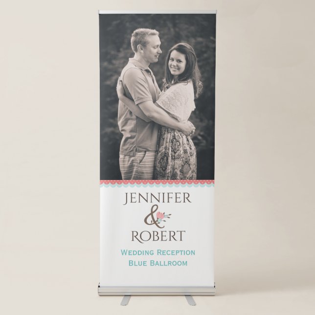 Stylish Wedding Reception Photo Retractable Banner (Front)
