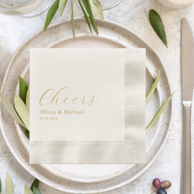 Stylish Wedding Rehearsal Dinner Cheers Custom Napkins (Creator Uploaded)