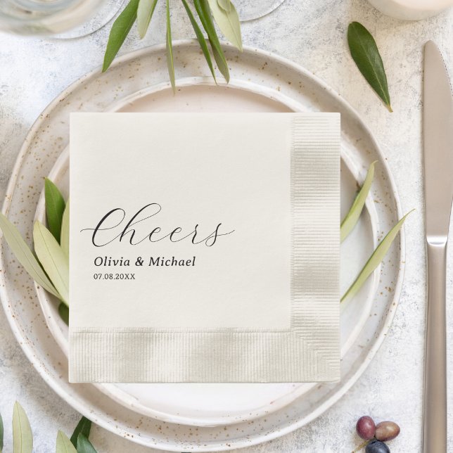 Stylish Wedding Rehearsal Dinner Cheers Custom Napkins (Creator Uploaded)