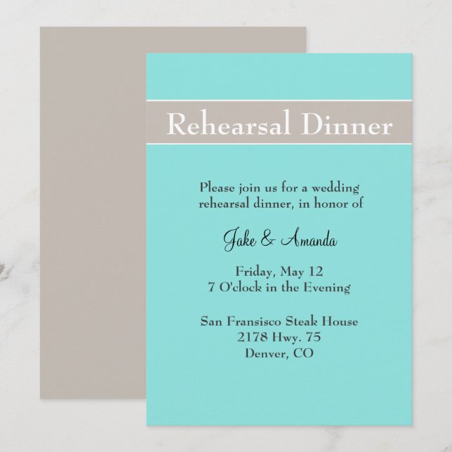 Stylish Wedding Rehearsal Dinner Invitation (Front/Back)