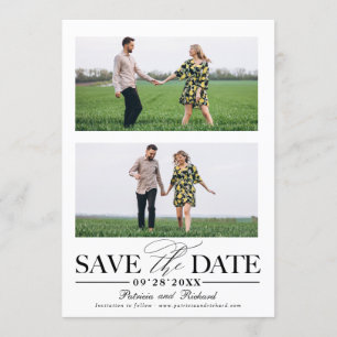 Stylish Wedding Save The Date 2 Photo Collage Invitation