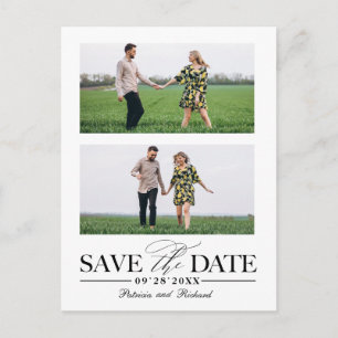 Stylish Wedding Save The Date 2 Photo Collage Postcard