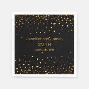 Stylish Wedding Table mini confetti gold Black Paper Napkins