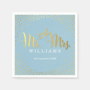 STYLISH WEDDING TABLE mini confetti gold blue Paper Napkins