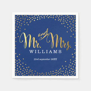 STYLISH WEDDING TABLE mini confetti gold navy Paper Napkins