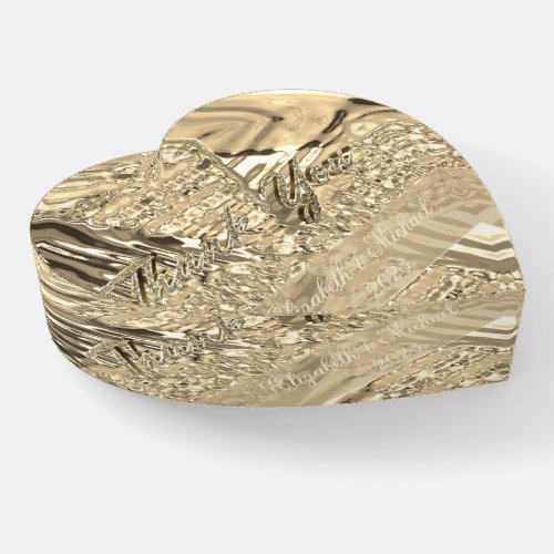 Stylish Wedding Thank You Heart Elegant Gold Paperweight