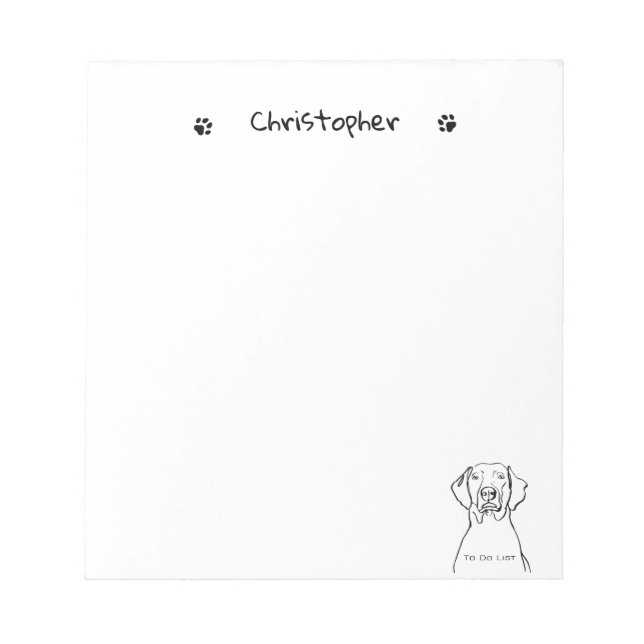 Stylish Weimaraner: Your Text, Your Style Notepad (Front)