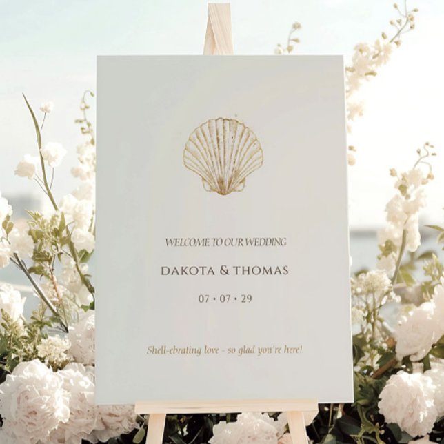Stylish Welcome Seashell Beach Wedding sign (Creator Uploaded)