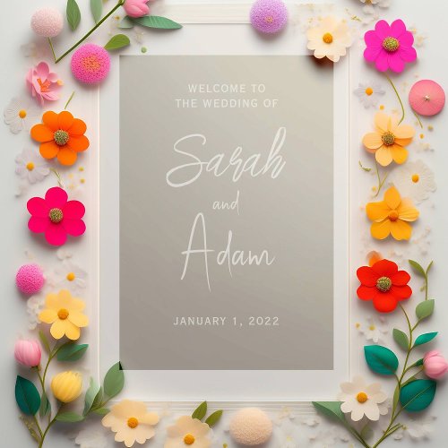 Stylish Welcome Wedding Cling Decal Sign 