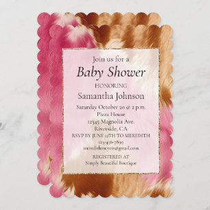 Stylish Western Pink Cream Gold Cowgirl Cowhide Invitation