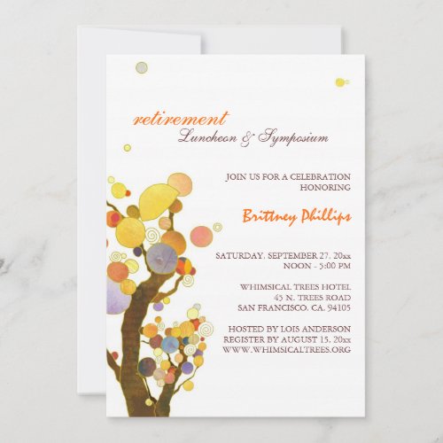 Stylish Whimsical Trees Retirement Party Invites