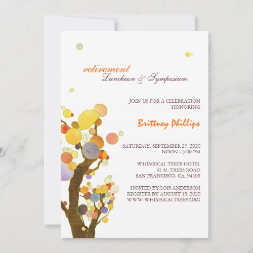 Stylish Whimsical Trees Retirement Party Invitation