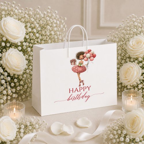 Stylish Whimsical Woman Marsala Red Script gift ba Large Gift Bag