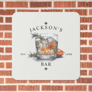 Stylish Whiskey Cocktail Name & Year Home Bar Metal Sign
